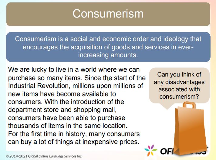 An ESL Lesson Plan on Consumerism and Consumption