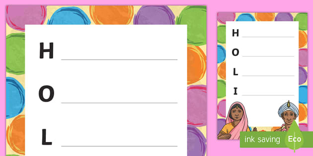 Holi Acrostic Poem