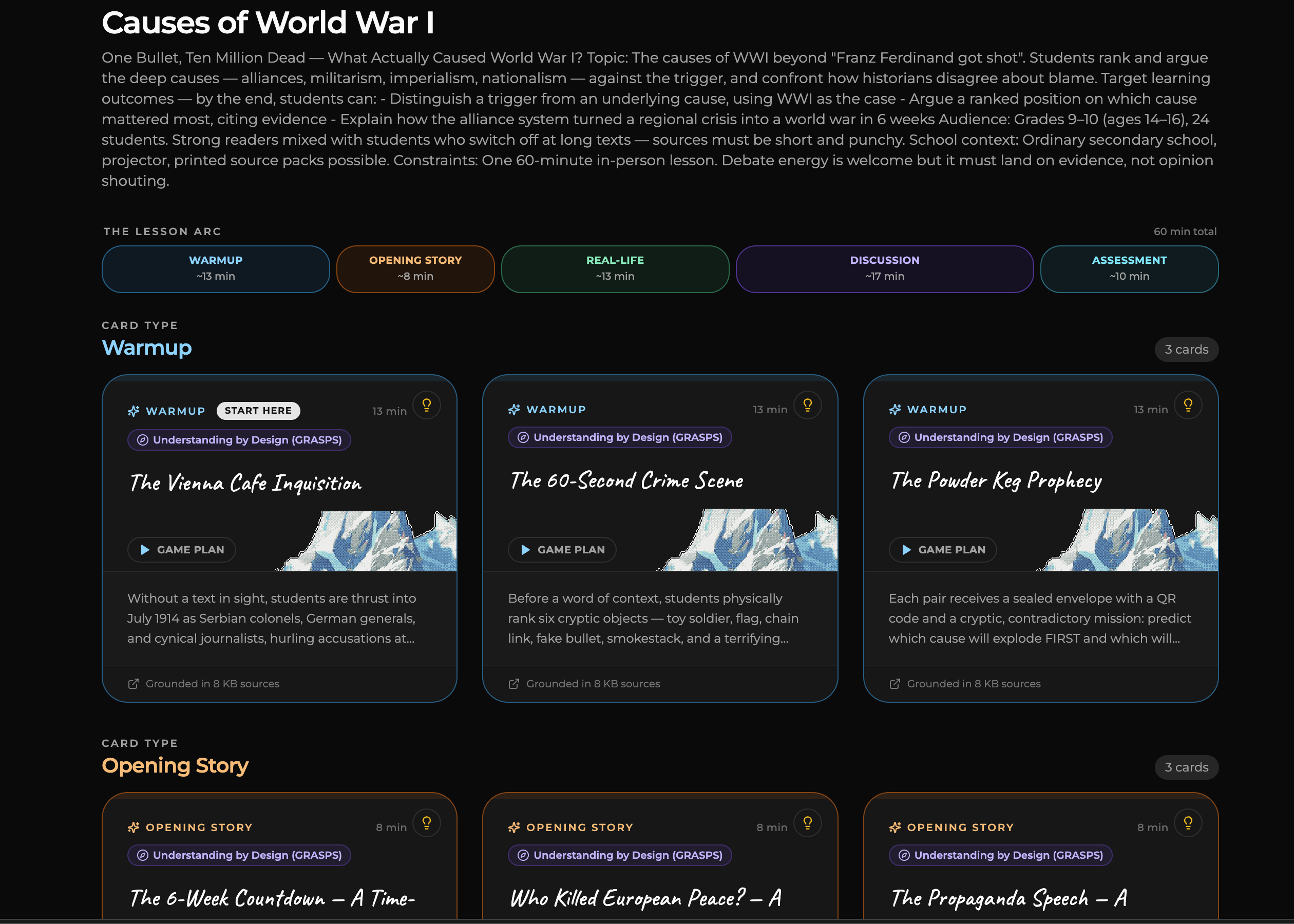 Causes of World War 1 using GRASPS Design